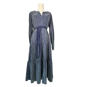 Pilcro (Anthropologie) Navy Corduroy Tiered Shirt Dress‎ Belted Pockets NWT Sz M